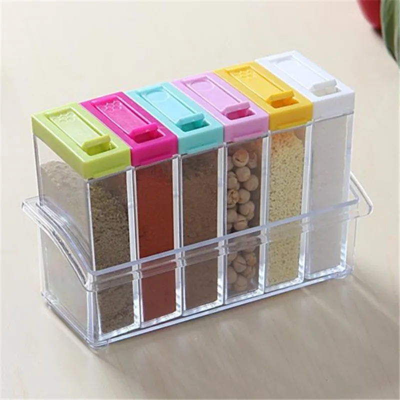 Kitchen Appliances Organizer - Transparent Seasoning Six Grid Seasoning Box