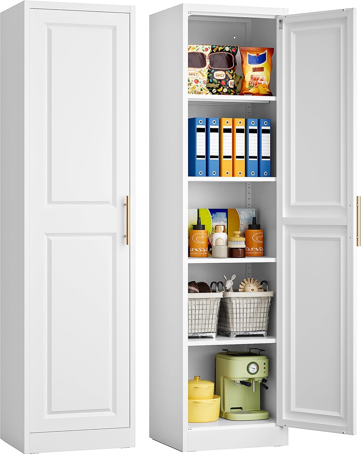 Kitchen Appliances Organizer - Tall Narrow Storage Cabinet With One