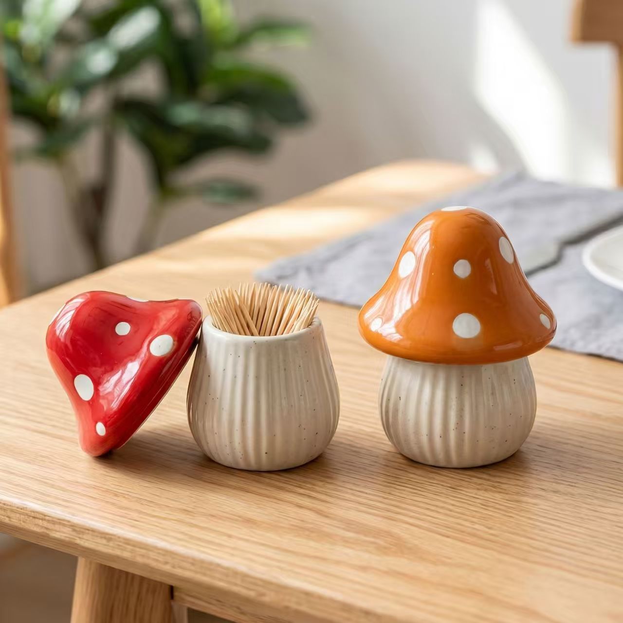 Cartoon Mushroom Ceramic Stora - Kitchen Appliances Organizer 评论和价格