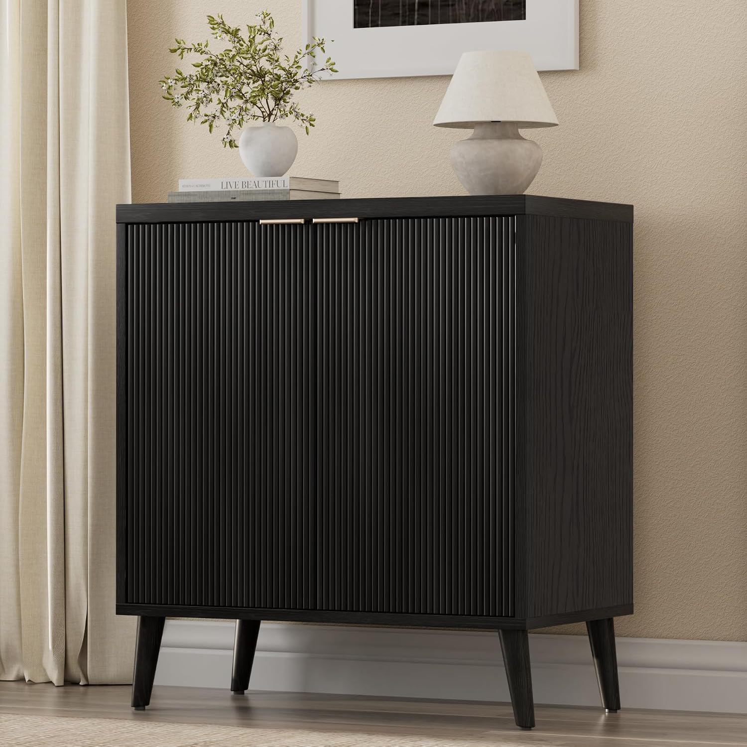 Fluted Buffet Cabinet With Sto - Kitchen Appliances Organizer 评论和价格