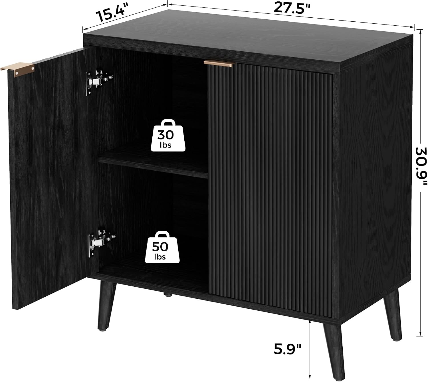 Fluted Buffet Cabinet With Sto - Kitchen Appliances Organizer 评论和价格