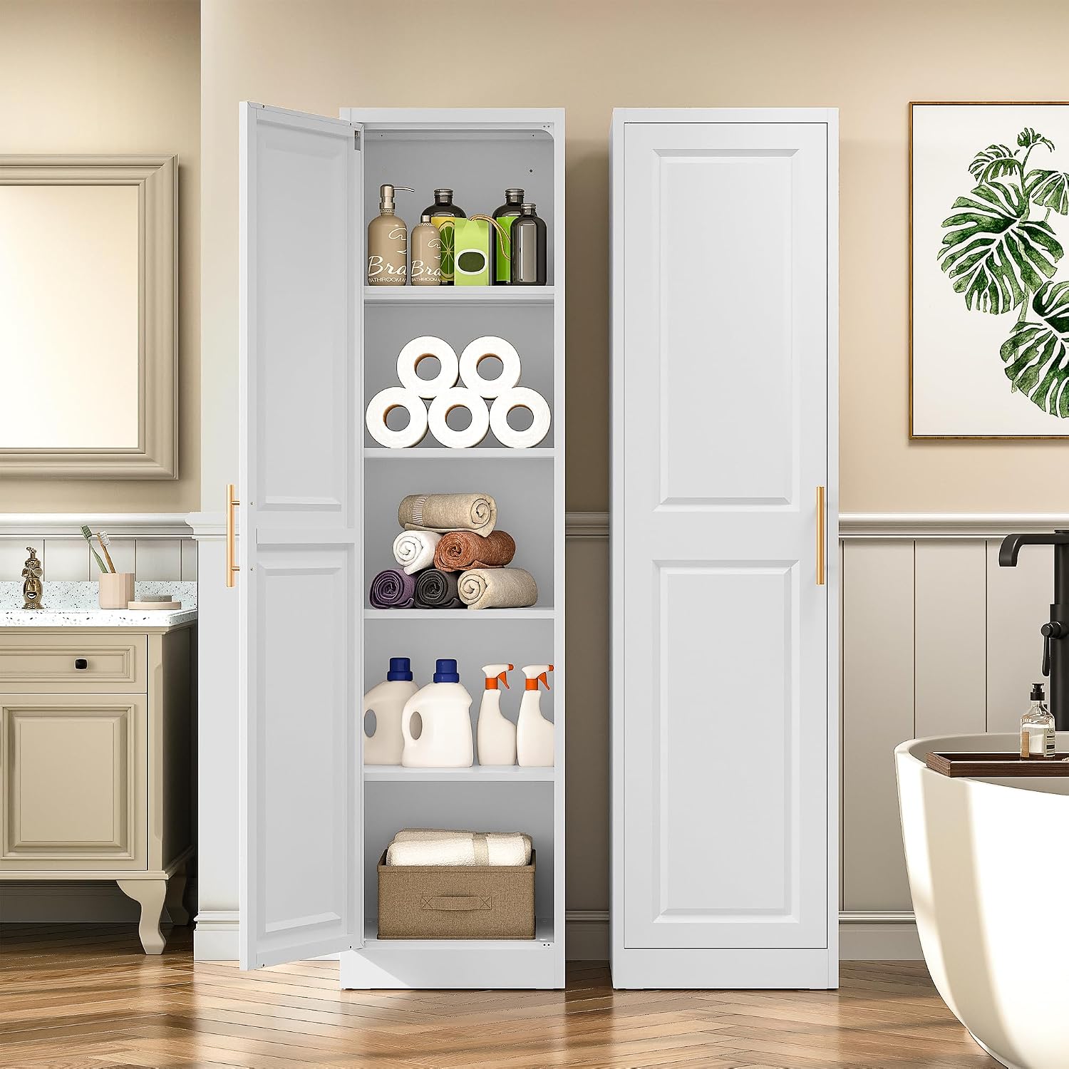Tall Narrow Storage Cabinet Wi - Kitchen Appliances Organizer 评论和价格
